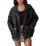 Women's Oversized Biker's Leather Jacket Fall Winter Fashion - Image 4