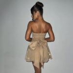 Tube Top Lace Dress With Back Bow-knot Summer Fashion Temperament Mesh Stitching Off-neck Short Skirt - Image 8