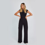 Fashion Elegant Long Sleeveless Jumpsuit Summer V-neck Casual Wide Leg Long Overalls Clothing For Women - Image 5