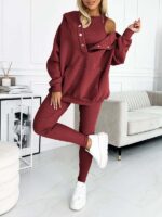 Athleisure Hoodie With Thick Thread Slim-fit Vest Pants Three Pieces Set - Image 10