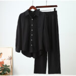 European And American Ins Style Solid Color Leisure Fashion Long Sleeve Blouse And Pants - Image 8