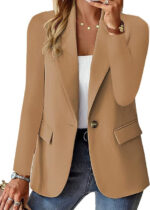 Polyester Autumn Long Sleeve Solid Color Cardigan Small Suit Jacket For Women - Image 9