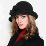 Women's French-style Elegant Retro Woolen Bowler Hat Curling Bow - Image 6
