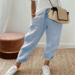 Women's Fashion Cotton Linen Solid Color Casual Pants - Image 4