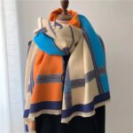 Korean Style Contrast Color Artificial Cashmere Scarf Women's New Winter - Image 6