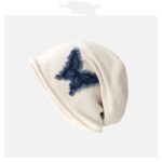Lazy Pile Heap Cap Children Solid Color Curling Sleeve Cap Butterfly Retro - Image 3