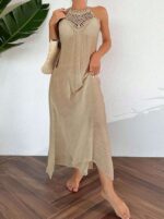 Swim Women Summer Holiday Hollow Out Dress With Halter Neck - Image 4
