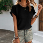 Women's Knitwear Casual Top Round Neck T-shirt - Image 3
