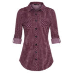 Plaid Pouch Button Cuff Comfort And Casual Printed Women's Shirt - Image 3