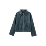 Women's Lapel Long Sleeve Leather Coat - Image 4