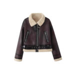 Wear Fur Integrated Lapel Thickening Warm Double-sided Casual Short Jacket Coat - Image 3