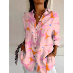 Floral Print Long-sleeved Shirt Women's Casual Button Tops Clothing - Image 10