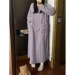 Winter Coral Fleece Sleepwear Women's Nightgown Long Night Dress Pajamas With Pockets Thickened Jacquard Dress Warm Home Clothes - Image 10