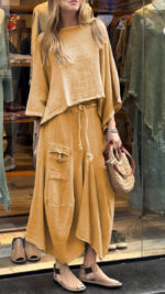 Casual Solid Color Loose Dress Two-piece Suit - Image 6