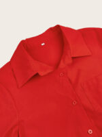 Ladies Shirt Long Sleeve Solid Color Simple Mid Length Dress - Image 4