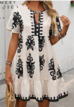 Unity Tied Leisure Vacation Dress With Doll Floral Pattern - Image 3