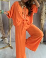 Women's Bat Sleeve Top Casual Pants Suit - Image 7