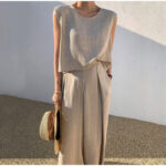 Cotton And Linen Casual Sleeveless Top Wide Leg Pants Two-piece Set - Image 7