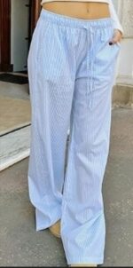 Thin Striped Wide-leg Pants - Image 2