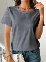 Casual Women's Round Neck Short Sleeve Sports Pure Cotton T-shirt - Image 3