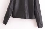 All-matching Western Style Classic Black Leather Short Long Sleeve Jacket - Image 5