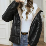 Brushed And Quilted Warm Hooded Cotton-padded Coat - Image 4