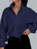 Women's Polar Fleece Sports Velvet Stand Collar Zipper Jacket - Image 5