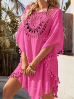 Women's Crochet Lace Tassel Beach Cover-Up Dress - Image 2