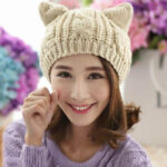 Hand Made 3D Cute Knitted Cat Ear Beanie For Winter - Image 8