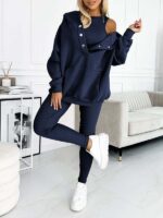 Athleisure Hoodie With Thick Thread Slim-fit Vest Pants Three Pieces Set - Image 9