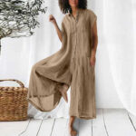 Women's Solid Color Casual Long-sleeved Mid-length Jumpsuit - Image 2