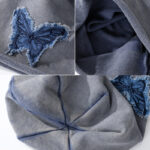 Lazy Pile Heap Cap Children Solid Color Curling Sleeve Cap Butterfly Retro - Image 2