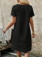 Women's Solid Color Round Neck Short Sleeve Simple Casual Dres - Image 4