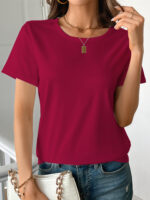 Casual Women's Round Neck Short Sleeve Sports Pure Cotton T-shirt - Image 6