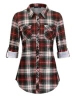 Plaid Pouch Button Cuff Comfort And Casual Printed Women's Shirt - Image 8