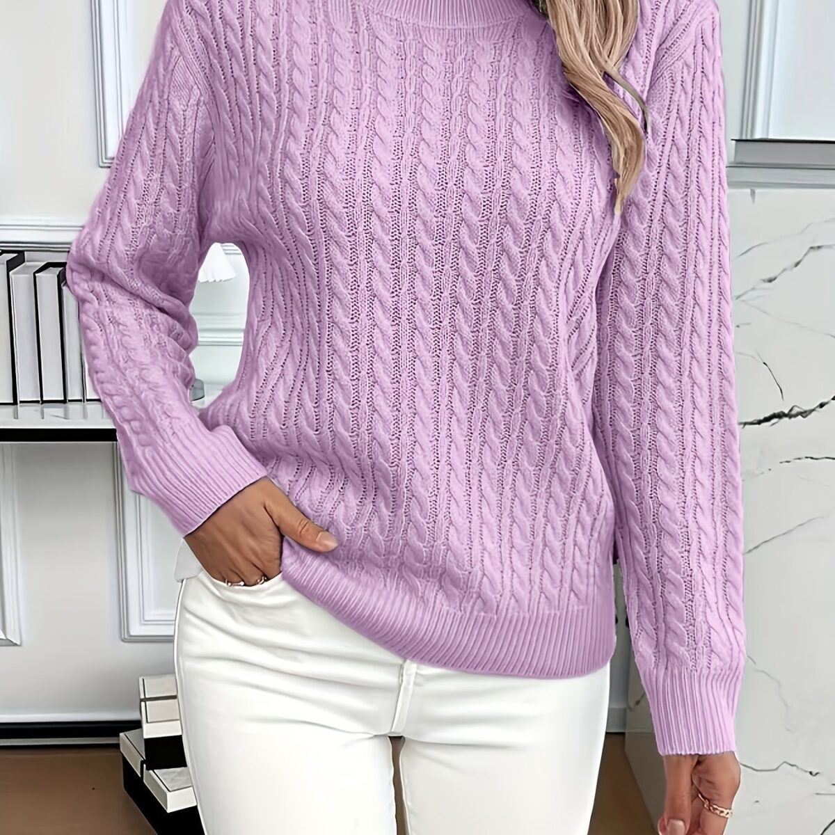 Versatile Fashion Classic Twist Round Neck Sweater - Image 10