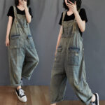 Women's Summer Retro Nostalgic Ripped Denim Overalls - Image 4