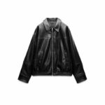 Women's Loose Lapels Leather Coat - Image 2