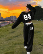 European And American Loose Casual Print Trousers Sweater Suit - Image 6