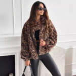 Fashion Personality New Autumn And Winter Fur Leopard Print Lapel Short Coat - Image 2