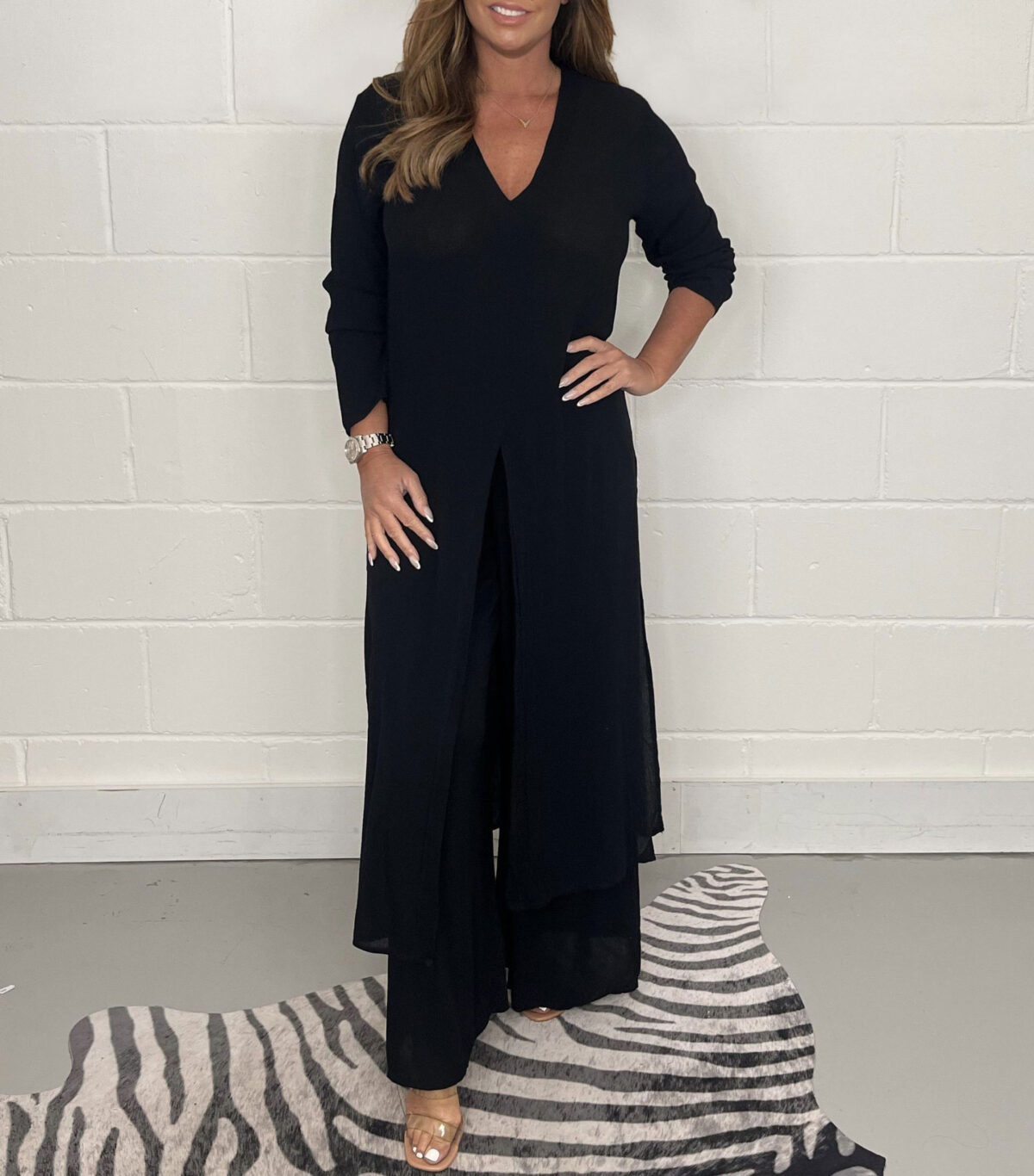 Women's Fashion Simple Solid Color Long Top Long Pants Set - Image 8