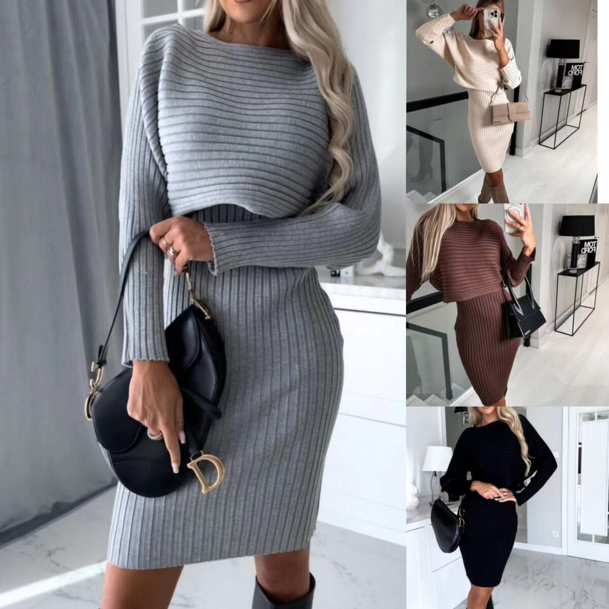 Fashion Solid Color Two-piece Set Woolen Skirt - Image 1