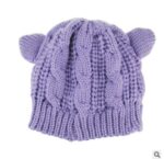 Hand Made 3D Cute Knitted Cat Ear Beanie For Winter - Image 3