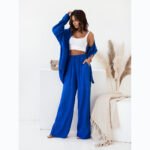 European And American Ins Style Solid Color Leisure Fashion Long Sleeve Blouse And Pants - Image 5
