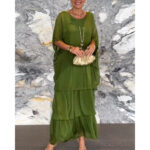 Women's Fashion Temperament Crew Neck Batwing Sleeve Dress - Image 2