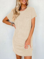Striped Short Sleeve Pocket Dress Women - Image 5