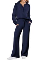 Leisure Sports Suit Long-sleeve Zipper Sweatshirt Wide Leg Pants Two-piece Set - Image 10