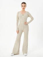 Zippered Round Neck Flared Trousers - Image 3