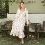 Women's Square Neck Long Sleeved Printed Dress - Image 5
