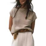 Women's Knitted Sleeveless Pocket Casual Rib Pullover Vest - Image 5